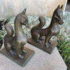Japan Fine Antique Pair Bronze Fox Kitsune