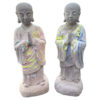 Chinese Antique Pair Hand-Carved Stone Figures of Buddhas Attendants
