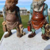 Gnome Pair Garden Gate Lantern Sculptures "Keeper of Keys"