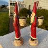 Vintage Pair Hand Painted Santa Belsnickel Sculpture Candle Sticks