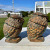 Japanese Pair Antique Gilt Standing Owl Lanterns