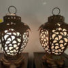 Japanese Old Vintage Pair Electrified "Lotus Flower" Lighting Lanterns