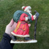 Vintage Pair Tall Hand Painted Santa Sculptures With Gift Sack