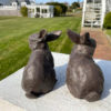 Japanese Old Vintage Pair Chocolate Garden Rabbits