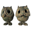Japanese Pair Old Big Feet Owl Lanterns