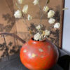 Japanese Vintage Big Red Murashido Bronze Vase Silver Fan Inlay