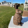 Old Chocolate Brown Garden Rabbit With Pricked Ears