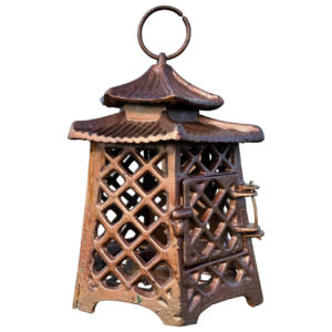 Japanese Antique Hand Cast "Double Pagoda" Lighting Lantern