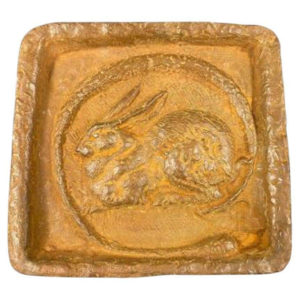 Japanese Fine Moon Rabbit Bronze Plaque Signed and Boxed