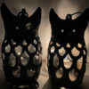 Japanese Rare Pair Old Owl Lighting Lanterns, Hard To Find