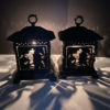Japanese Lovely Pair Old Black Grapes Garden Lighting Lanterns