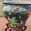China Vintage Big Koi & Birds Planter Bowl With Hardwood Stand