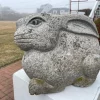 Japan Big Old Hand Carved Garden Rabbit , Usagi