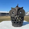 Japanese Antique Hand Cast "Bulging Eyes" Owl Lantern, Rare Find