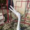 Japanese Pair Old White Hand Cast Garden Cranes