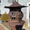 Japanese Antique Tall Hand Cast Pagoda House Lighting Lantern