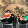 Japan Mandarin Duck Pair Brilliant Hand Painted Colors, Mint, Signed, and Boxed