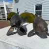 Japanese Pair Finely Cast Bronze Koi, Signed