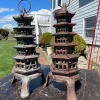 Japanese Old Pair Five Elements Pagoda Lighting Lanterns