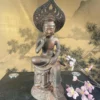 Japan Fine Tall Old Gilt Bronze Kanon Guanyin, Beautiful Face