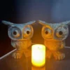 Japanese Pair Old Big Feet Owl Lighting Lanterns