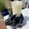 Japanese Hard To Find Old Bronze "Squatting Rabbit" LED Candle Holder & Censer