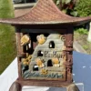 Rare Old Japanese "Bee Happy" Honey Bee Hand Cast Garden Lighting Lantern