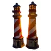 Tall Pair Old Light House Lanterns Original Paint Red, White, and Blue