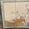 Japanese Antique Bird Of Paradise And Pink Blossoms Hand Painted Small Screen