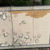 Japanese Antique Bird Of Paradise And Pink Blossoms Hand Painted Small Screen