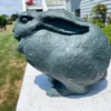 Japanese Big Old Signed Blue Teal Garden Rabbit Mint, Signed, And Boxed