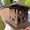 Hard To Find Japanese "Butterfly And Tree" Hand Cast Garden Lantern