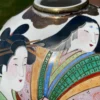 Japanese Extraordinary Geisha Kimono Ladies Hand Painted Vase
