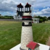 Tall Massive Old Light House Lantern Hand Painted Red And White
