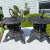 Japanese Pair Older Petite Yukimi Garden Lighting Lanterns