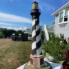 Rare Pair Old "Cape Hattaras" Lighthouse Sculptures In Vibrant Original Colors