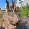 Rare Pair Antique Furry Garden Rabbits Usagi With fine Details