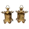 Japanese Pair Gilt Gold "Lotus Flower" Lanterns