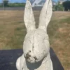 Huge Pair Vintage Garden Rabbits Usagi in Old Paint