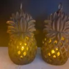 Japanese Antique Pair "Pineapple Welcome" Flower Garden Lanterns