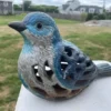 Japan Old Blue Bird Garden Lantern With Vibrant Blue Hand painting