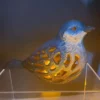 Japan Old Blue Bird Garden Lantern With Vibrant Blue Hand painting