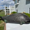 Japanese Huge Antique Cast Bronze Fish Bell Gong with Hardwood Striker