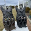 Japanese Genuine Signed Pair Old Owl Lighting Lanterns, Hard to Find