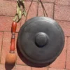 Japanese Antique Bronze Gong Set and Beautiful Silk Cord Striker