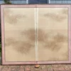 Japanese Vintage Misty Clouds Hand Painted 2 Panel Screen