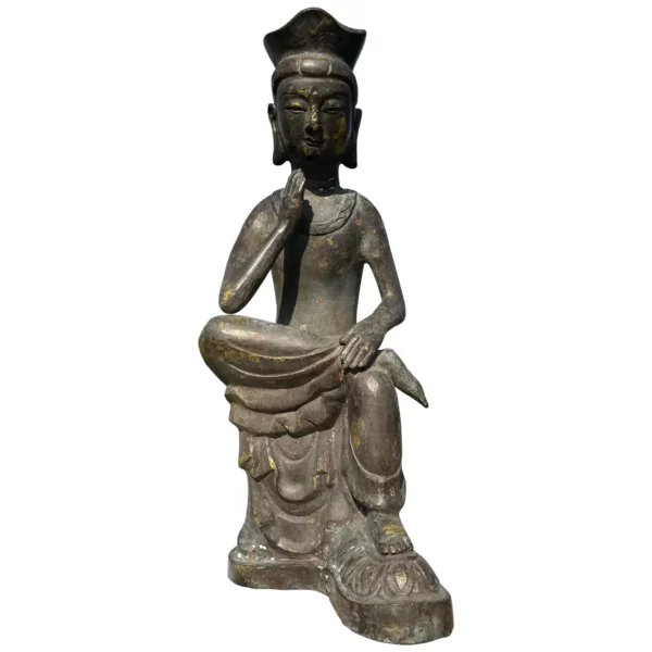 Japan Bronze Seated Guan Yin With Beautiful Face