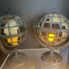 Japanese Rare Pair Old World Globe Lighting Lanterns