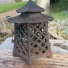 Japanese Old Vintage Hand Cast "Double Pagoda" Garden Lighting Lantern