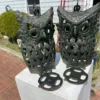 Japanese Pair Massive Vintage Over Sized Owl Lighting Lanterns